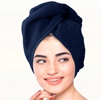 Turban kosmetyczny frotte, okrycie na włosy, kolor granatowy